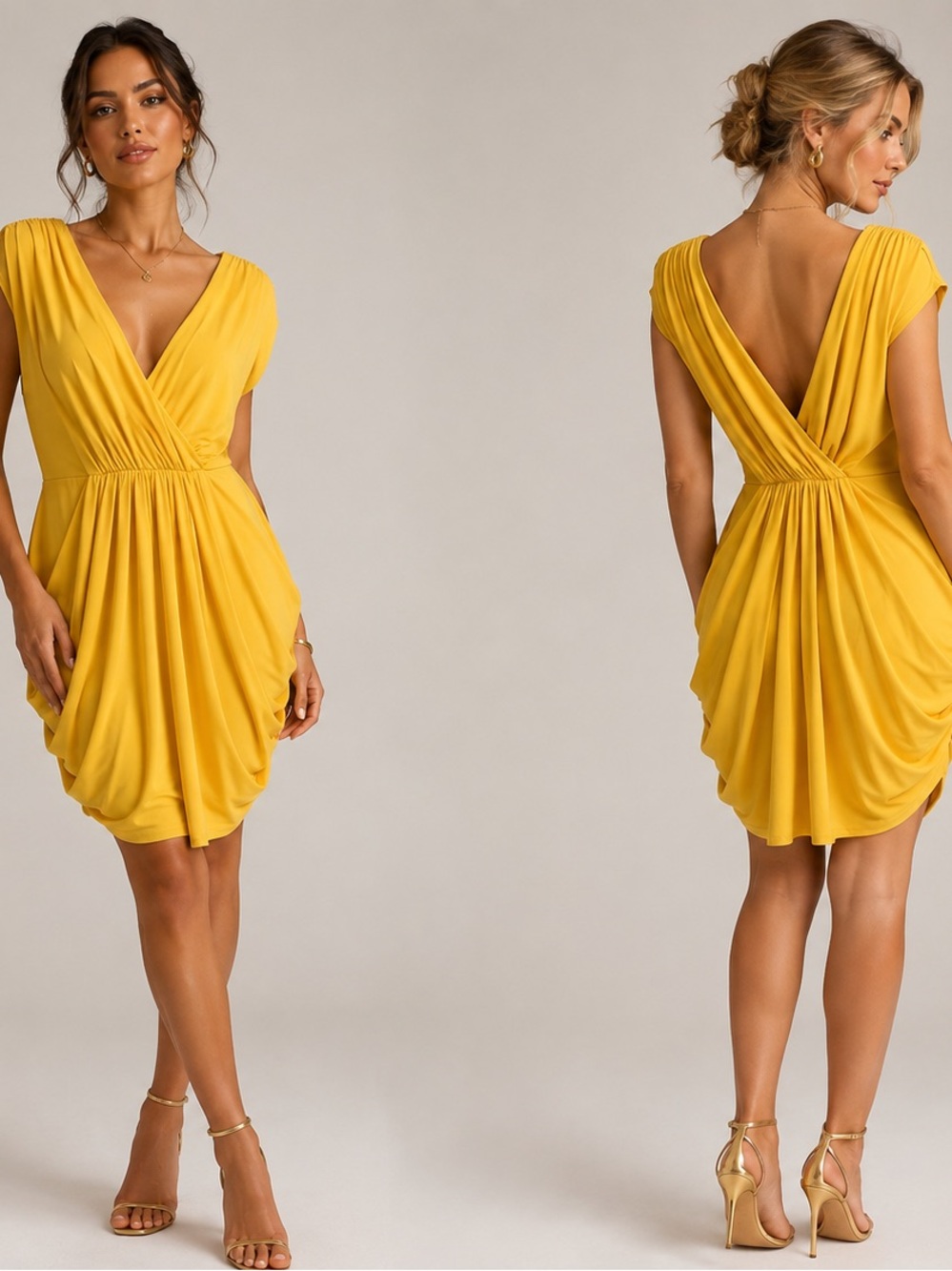 Sunshine V-Neck Gathered Midi Dress